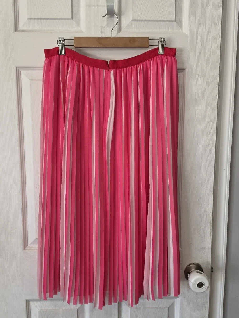 J. Crew Pink and White Pleated Skirt Size 12
